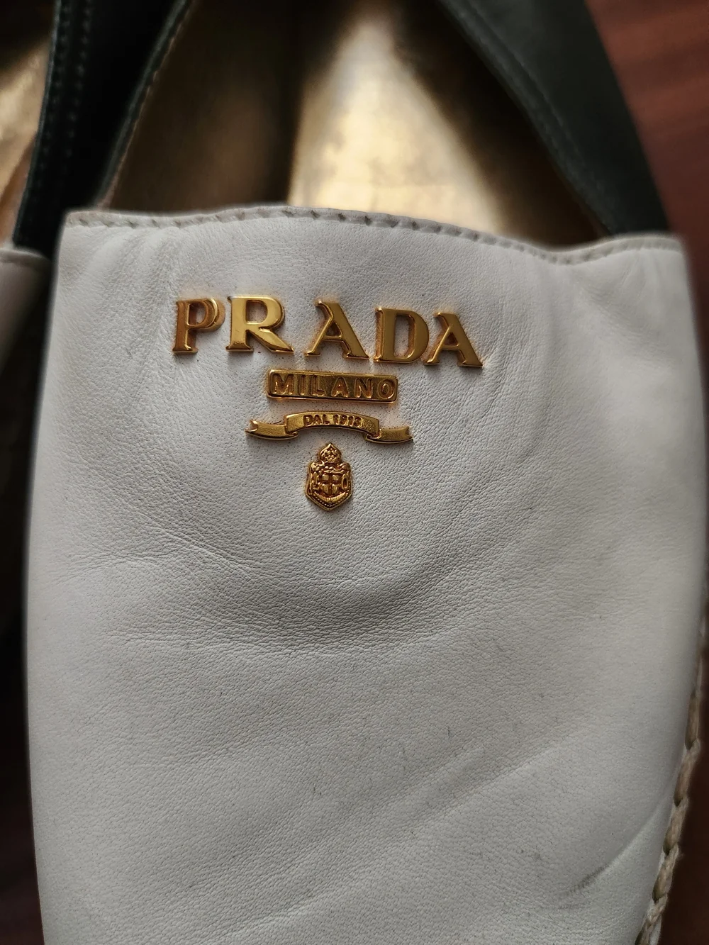 Prada Nappa Bicolore Peep-Toe Espadrilles